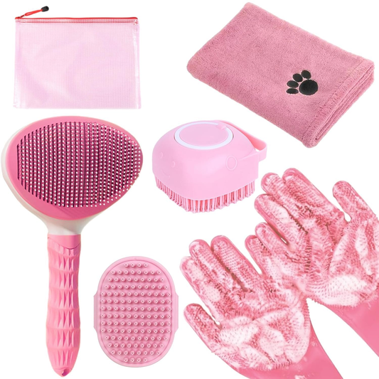 Pet Grooming Glove - Pink